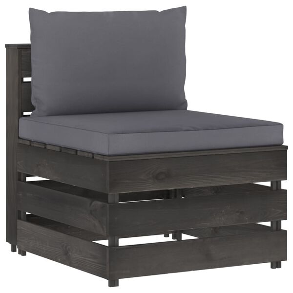 vidaXL Salon de jardin 12 pcs avec coussins Bois impr&eacute;gn&eacute; de gris