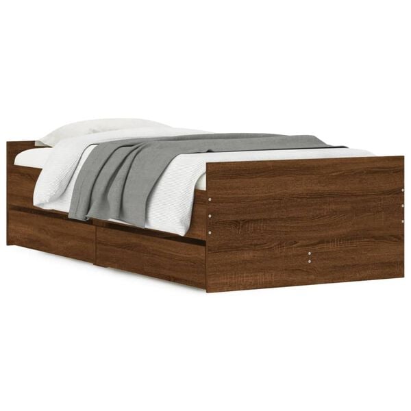 vidaXL Cadre de lit sans matelas chêne marron 75x190 cm