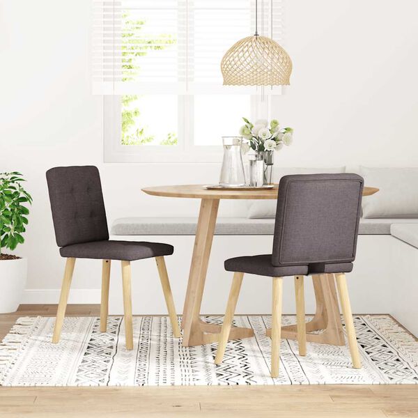 vidaXL Chaises &agrave; manger lot de 2 marron fonc&eacute; tissu