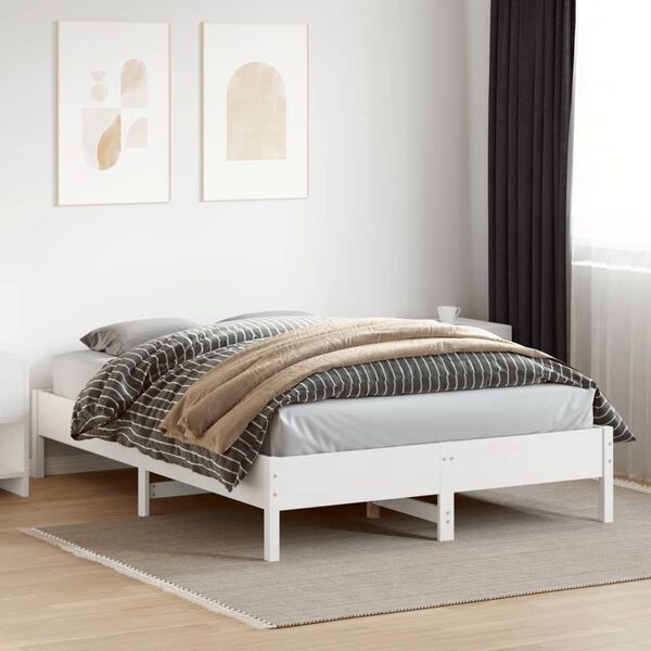 vidaXL Cadre de lit sans matelas blanc 150x200 cm bois de pin massif