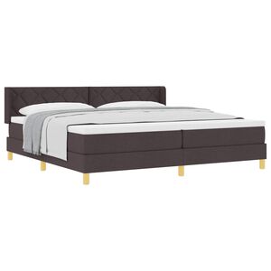 vidaXL Lit &agrave; ressorts avec matelas Marron fonc&eacute; 200 x 200 cm Polyester