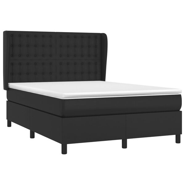 vidaXL Sommier &agrave; lattes de lit avec matelas Noir 140x190 cm Similicuir