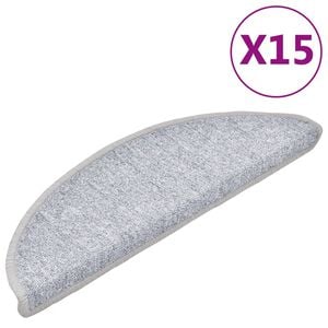 vidaXL Tapis d'escalier 15 pi&egrave;ces 56 x 17 x 3 cm Gris clair Demi-rond