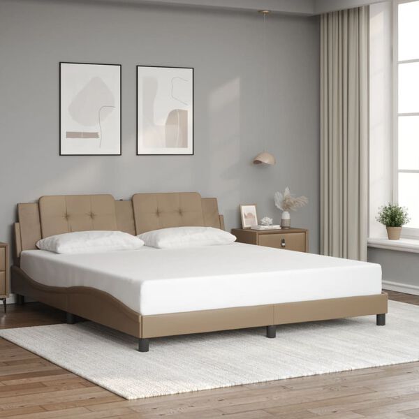 vidaXL Cadre de lit avec LED sans matelas Zadar cappuccino 180x200 cm