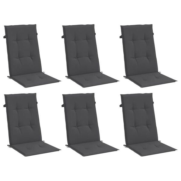 vidaXL Coussins de chaise à dossier haut lot de 6 anthracite mélangé
