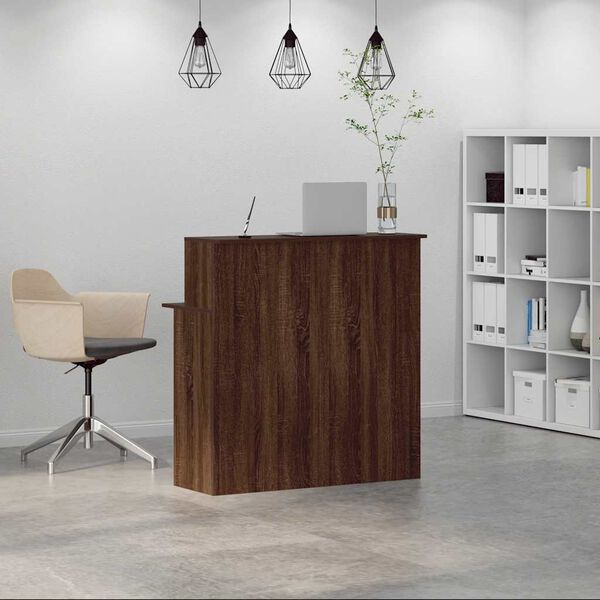 vidaXL Bureau de r&eacute;ception ch&ecirc;ne brun 100x50x103,5cm bois d'ing&eacute;nierie