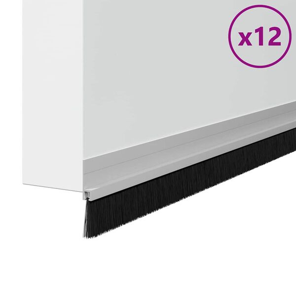 vidaXL Brosses de porte adh&eacute;sives 12 pcs Argent 100 cm