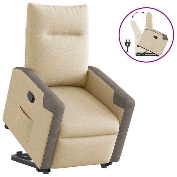 vidaXL Fauteuil inclinable Cr&egrave;me Tissu
