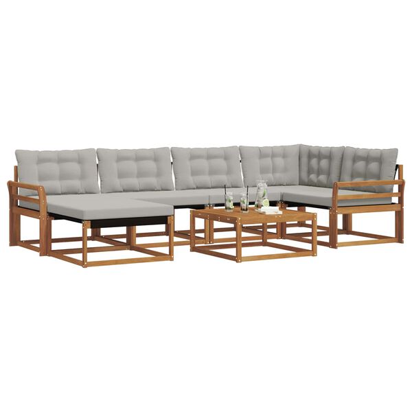 vidaXL Ensemble de canap&eacute;s d'ext&eacute;rieur 7 pcs Gris Naturel et Clair