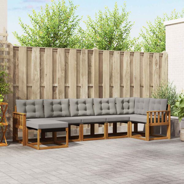 vidaXL Ensemble de canap&eacute;s d'ext&eacute;rieur 7 pcs Gris Naturel et Clair