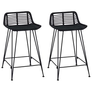 vidaXL Tabouret de bar 2 pcs Noir 44 x 45 x 76 cm Rattan et Acier