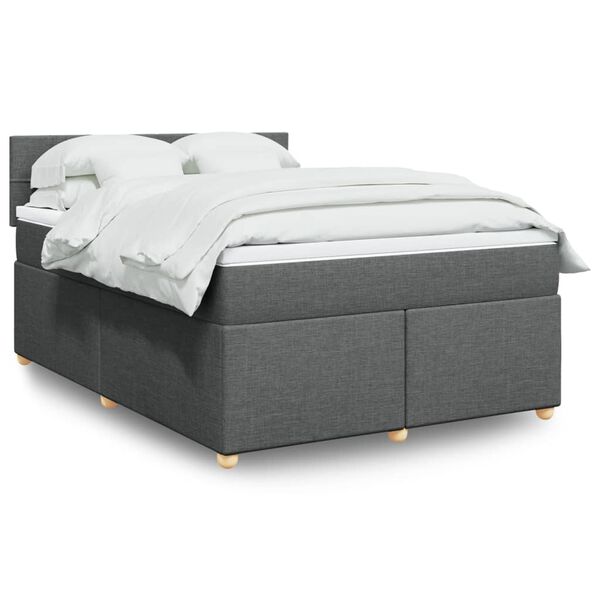 vidaXL Sommier à lattes de lit avec matelas Gris foncé 160x200cm Tissu
