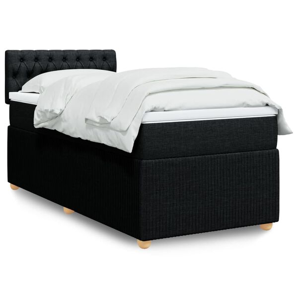 vidaXL Sommier &agrave; lattes de lit avec matelas Noir 90x200 cm Tissu