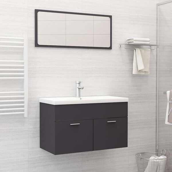 vidaXL Ensemble de meubles de salle de bain 2 pcs Gris