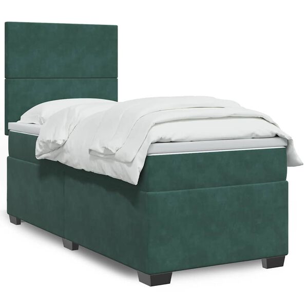 vidaXL Sommier &agrave; lattes de lit avec matelas Vert fonc&eacute; 90x190 cm