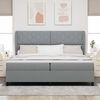 vidaXL Lit &agrave; ressorts avec matelas Gris clair 200 x 200 cm tissu