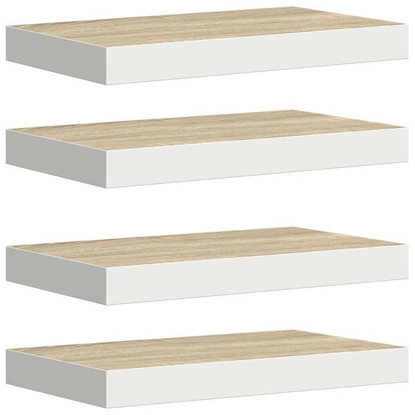vidaXL &Eacute;tag&egrave;res flottantes 4 pcs Ch&ecirc;ne et blanc 40x23x3,8 cm MDF
