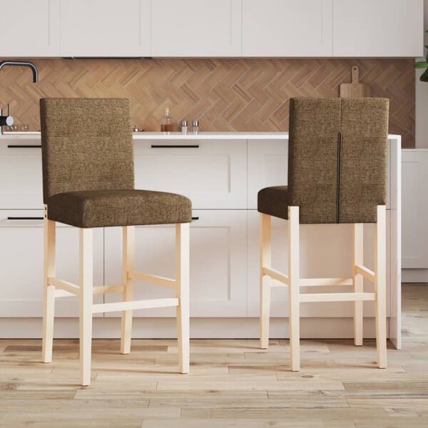 vidaXL Chaises de bar lot de 2 bois massif d'h&eacute;v&eacute;a et tissu