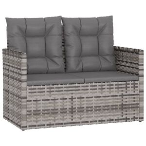 vidaXL Banc de jardin avec coussins Gris 105 cm R&eacute;sine tress&eacute;e