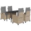vidaXL Ensemble &agrave; manger de jardin coussins 5 pcs m&eacute;lange beige rotin