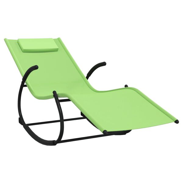 vidaXL Chaises longues à bascule lot de 2 vert acier et textilène