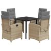 vidaXL Ensemble &agrave; manger de jardin coussins 5 pcs m&eacute;lange beige rotin