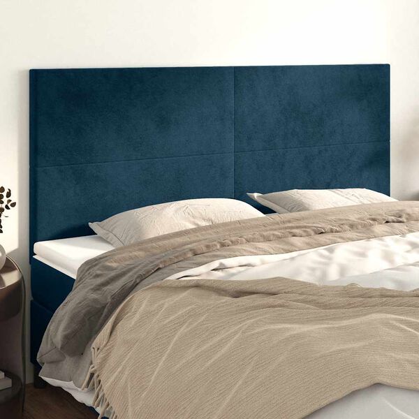 vidaXL T&ecirc;te de lit Bleu fonc&eacute; 160 x 5 x 118/128 cm Velours