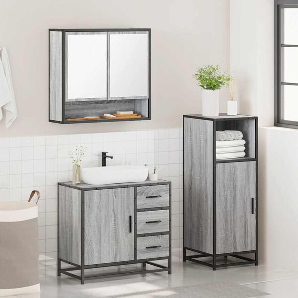 vidaXL Ensemble de meubles de salle de bain 3 pcs Sonoma gris
