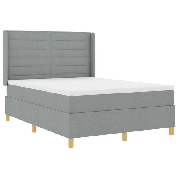 vidaXL Lit &agrave; Ressorts avec matelas Gris clair 140 x 190 cm tissu
