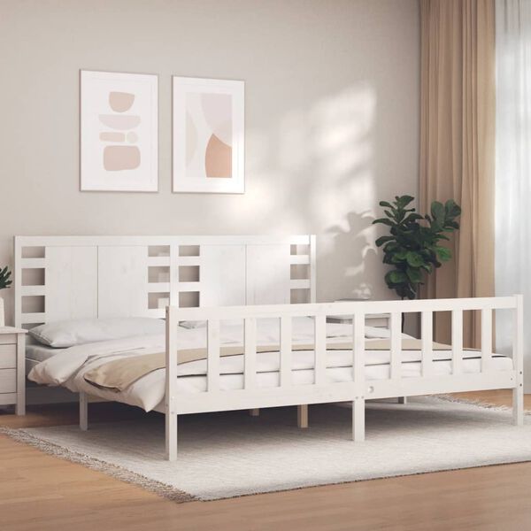 vidaXL Cadre de lit sans matelas blanc bois massif de pin