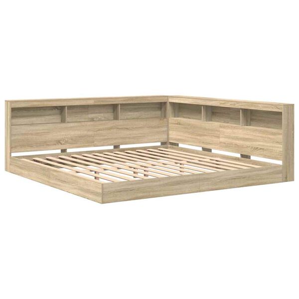 vidaXL Lit Biblioth&egrave;que Ch&ecirc;ne sonoma 180 x 200 cm Bois d'ing&eacute;nierie