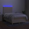 vidaXL Sommier &agrave; lattes de lit matelas et LED cr&egrave;me 120x190 cm tissu