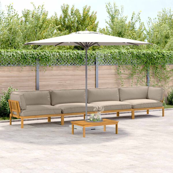 vidaXL Ensemble de Canap&eacute;s Uni 5 pcs Taupe Bois d'Acacia Massif