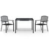 vidaXL Ensemble &agrave; manger de jardin 3 pcs anthracite acier
