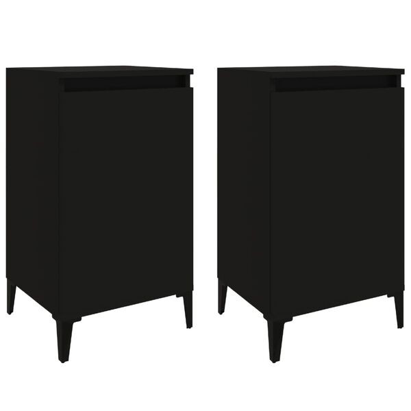 vidaXL Tables de chevet 2 pcs noir 40x35x70 cm bois d'ing&eacute;nierie