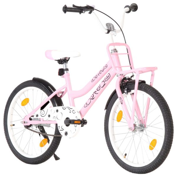 vidaXL Vélo enfant avec porte-bagages avant 20 pouces Rose et noir