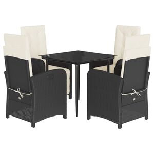 vidaXL Ensemble &agrave; manger de jardin coussins 5pcs Noir R&eacute;sine tress&eacute;e