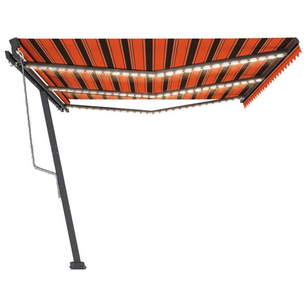 vidaXL Auvent automatique capteur de vent LED 600x300 cm Orange marron