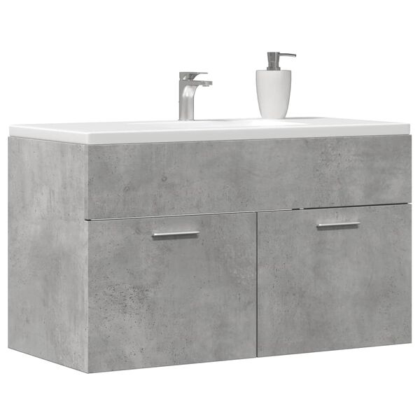 vidaXL Armoire de lavabo de salle de bain gris b&eacute;ton bois d'ing&eacute;nierie
