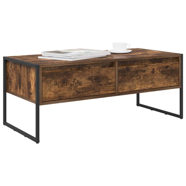 vidaXL Table basse Ch&ecirc;ne Fum&eacute; 100 x 46 x 40 cm Bois d'ing&eacute;nierie