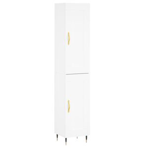 vidaXL Buffet haut Blanc 34,5x34x180 cm Bois d'ing&eacute;nierie