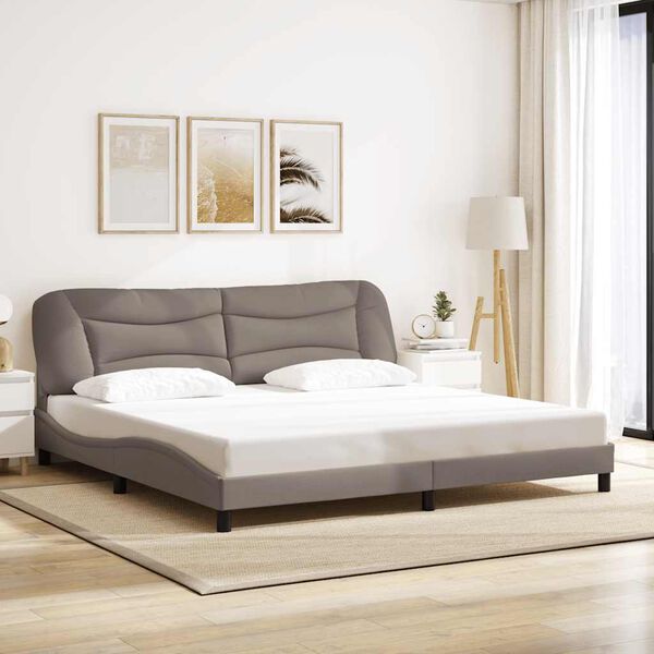 vidaXL Cadre de lit sans matelas Hvar taupe 200x200 cm tissu