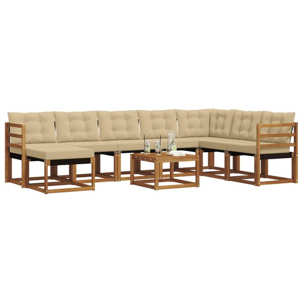 vidaXL Ensemble de canap&eacute;s d'ext&eacute;rieur 9 pcs Naturel et Beige