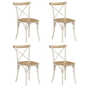 vidaXL Chaises &agrave; dossier crois&eacute; lot de 4 blanc bois de manguier massif