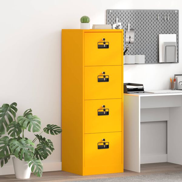 vidaXL Cabinet de Dossier Jaune moutarde 44 x 50 x 106.5 cm