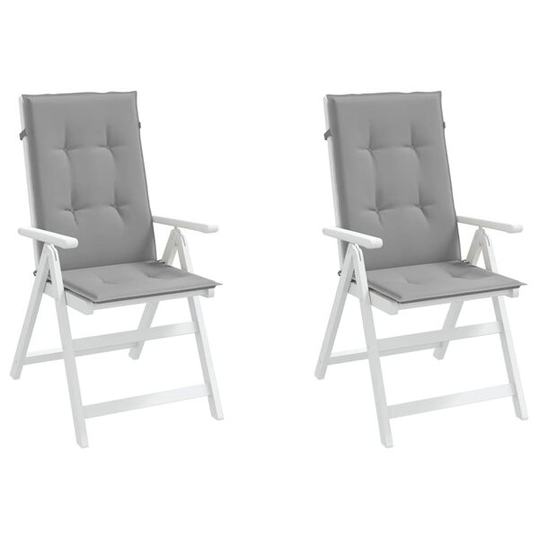 vidaXL Coussins de chaise de jardin &agrave; dossier haut lot de 2 gris tissu