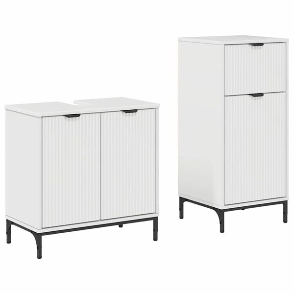 vidaXL Ensemble de mobilier de salle de bain 2 pcs Blanc brillant