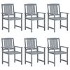 vidaXL Chaises de jardin et coussins lot de 6 Bois acacia massif Gris