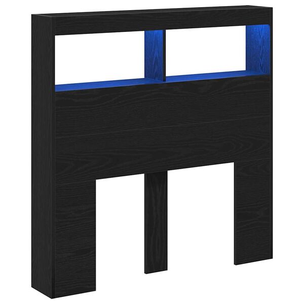 vidaXL Armoire tête de lit avec LED chêne noir 100x17x102 cm