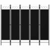 vidaXL Cloison de s&eacute;paration 5 panneaux Noir 200x180 cm